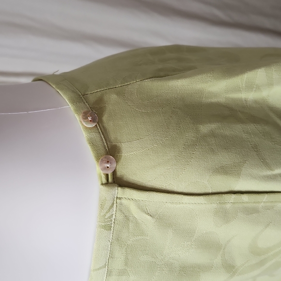 Vintage Tommy Bahama Tropical Floral Pastel Lime Green Large Wrap Pencil Skirt - Picture 3 of 10